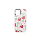 YooUp iPhone 12 / 12 Pro Mintás Tok Strawberry fehér