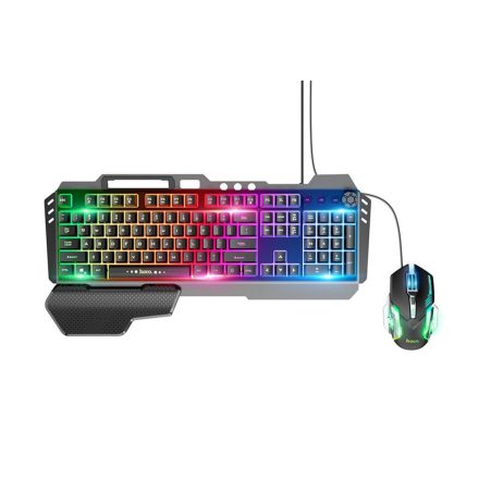Világítós gamer billentyűzet (angol) + egér Hoco GM12 Light fekete