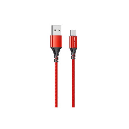 Töltő és adatkábel USB/Type-C csatlakozóval 3A 1 méter Borofone BX54 Ultra Bright piros