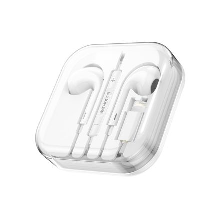 Vezetékes fülhallgató, headset Lightning csatlakozóval Borofone BM30 Max Acoustic fehér