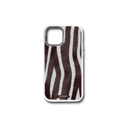 Mintás telefontok Zebra iPhone 13 Mini YooUp fehér kerettel
