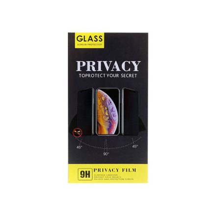 Karc és ütésálló, betekintésgátló matt üvegfólia fekete kerettel iPhone 13 Mini FMF Privacy