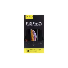   Karc és ütésálló, betekintésgátlós üvegfólia fekete kerettel iPhone 13 Pro Max/14 Plus Full Cover Privacy