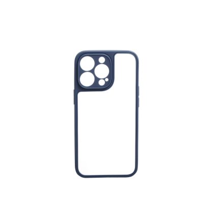 Matt 0.38 mm vastag átlátszó TPU telefontok iPhone 13 Mini sötétkék kerettel