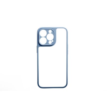 Matt 0.38 mm vastag átlátszó TPU telefontok iPhone 13 Mini világoskék kerettel
