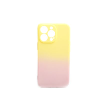 Színátmenetes sárga-rózsaszín gumis TPU tok iPhone 13 Pro TJ