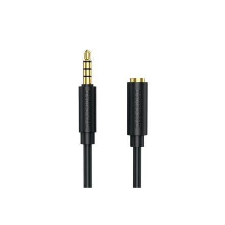 3.5 mm-es Jack csatlakozós M/F audiókábel 1 méter Borofone BL12 fekete