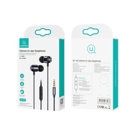 Vezetékes fülhallgató, headset 3,5 mm-es Jack csatlakozóval Usams SJ548 Ep-44 fekete