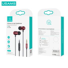   Vezetékes fülhallgató, headset 3,5 mm-es Jack csatlakozóval Usams SJ548 Ep-44 piros