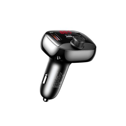 Usams CC143 CC25 3X Portos (2 USB+Type-C) Autós Gyorstöltő + FM Transmitter