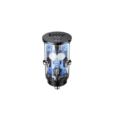 Usams CC127 C25 Dupla Portos (USB+Type-C) Autós Gyorstöltő 42.5W átlátszó-fekete