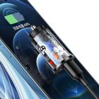Usams CC127 C25 Dupla Portos (USB+Type-C) Autós Gyorstöltő 42.5W átlátszó-fekete