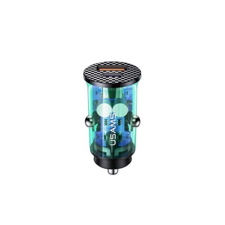 Dupla portos (USB+Type-C) autós gyorstöltő 42.5W Usams CC127 C25 átlátszó-Kék