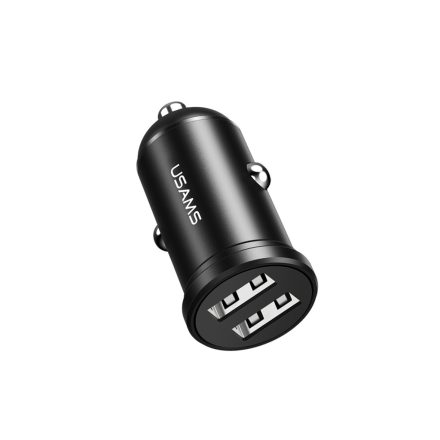 Dupla USB portos autós gyorstöltő 2.4A Usams CC114 C20 Mini fekete