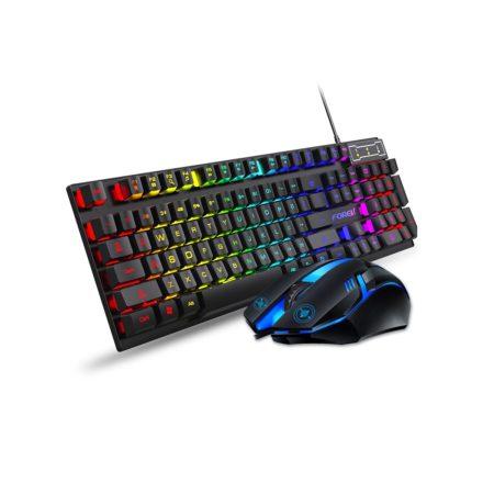 Világítós gamer billentyűzet (magyar) + egér Forev FV-Q305S fekete