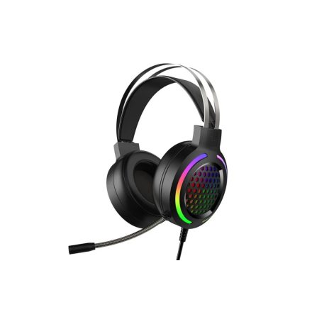 Vezetékes fejhallgató, headset 3,5 mm-es Jack csatlakozóval Glint Thunder G12 Gamer fekete