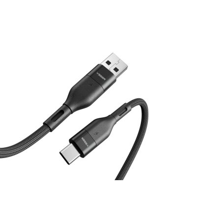 Töltő és adatkábel USB/Type-C csatlakozóval 3A 1.2 méter Veger AC02 fekete