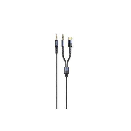 3.5 mm-es Jack/Type-C csatlakozós 2in1 audió osztókábel 1 méter Usams SJ555 grafit