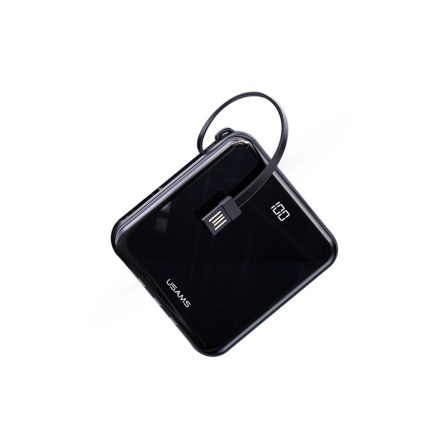 Power Bank 10000 mAh + Beépített Type-C/Lightning/Micro-USB kábel Usams PB61 fekete