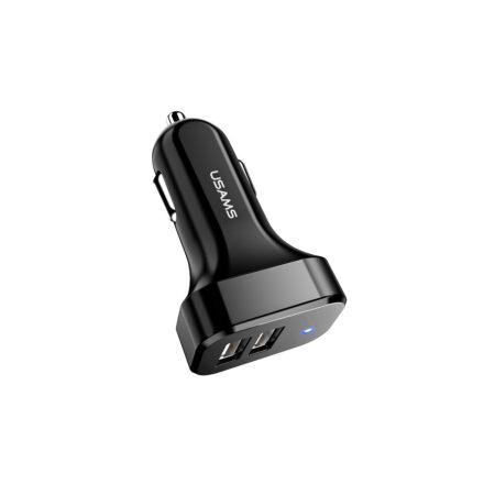 Dupla USB portos autóstöltő 2.1A Usams CC087 C13 fekete