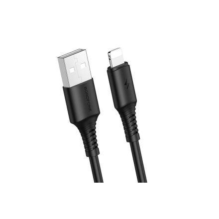 Töltő és adatkábel Lightning csatlakozóval 2.4A 1 méter Borofone BX47 Coolway fekete
