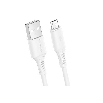 Töltő és adatkábel USB/Micro-USB csatlakozóval 2.4A 1 méter Borofone BX47 Coolway fehér