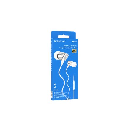 Vezetékes fülhallgató, headset 3,5 mm-es Jack csatlakozóval Borofone BM66 New Sound ezüst