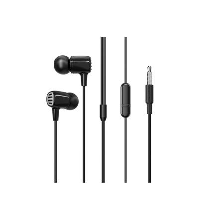 Vezetékes fülhallgató, headset 3,5 mm-es Jack csatlakozóval Borofone BM43 Remy fekete