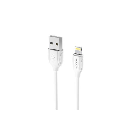 Töltő és adatkábel Lightning csatlakozóval 2.4A 2 méter YooUp L01A Benefit fehér