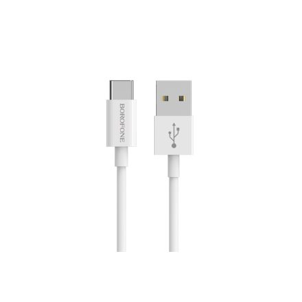 Töltő és adatkábel USB/Type-C csatlakozóval 2.4A 1.2 méter Borofone BX22 fehér