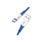 Töltő és adatkábel USB/Type-C csatlakozóval 3A 1 méter Hoco X70 Ferry kék
