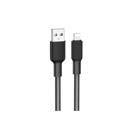 Töltő és adatkábel Lightning csatlakozóval 2.4A 1 méter Hoco X69 Jaeger fehér-fekete