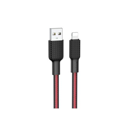 Töltő és adatkábel Lightning csatlakozóval 2.4A 1 méter Hoco X69 Jaeger fekete-piros