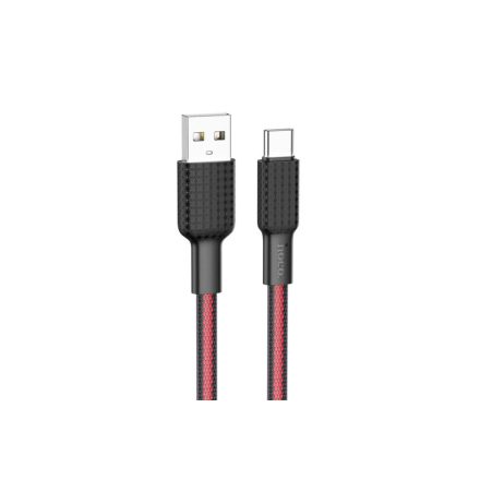 Töltő és adatkábel USB/Type-C csatlakozóval 3A 1 méter Hoco X69 Jaeger fekete-piros