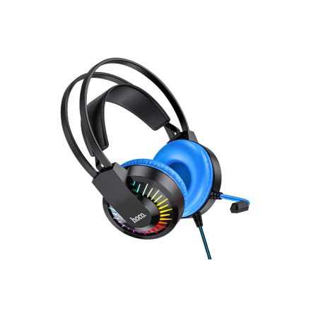 Vezetékes gamer fejhallgató, headset 3,5 mm-es Jack csatlakozóval Hoco W105 Joyful kék