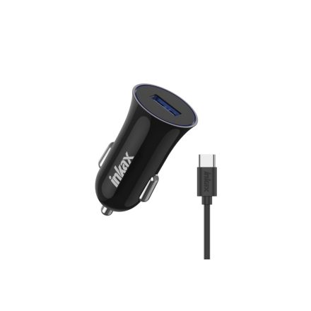 Autós töltő 1A + USB-Type-C kábel Inkax CC-37 fekete