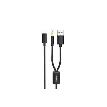 Audiókábel Lightning-USB/3.5 mm-es Jack csatlakozóval 1.2 méter Earldom ET-AUX43 fekete