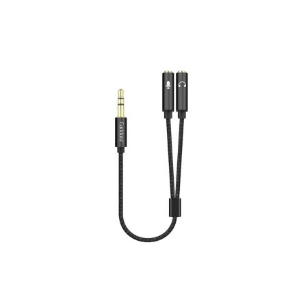 3.5 mm-es Jack átalakító/osztókábel Earldom ET-AUX 202 fekete