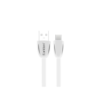 Töltő és adatkábel USB/Type-C csatlakozóval 2.4A 2 méter Earldom EC-110C fehér