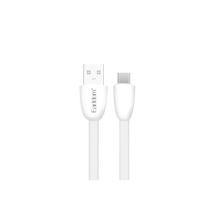Töltő és adatkábel USB/Type-C csatlakozóval 2.4A 3 méter Earldom EC-111C fehér