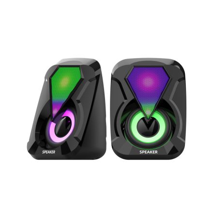 Vezetékes PC hangszóró (hangszórópár) hálózati és USB csatlakozóval Leerfei E-1053 fekete
