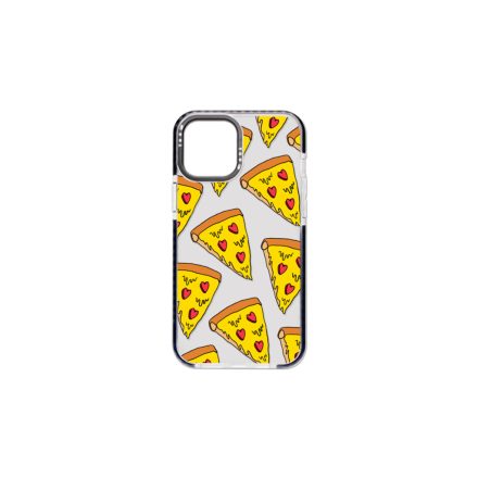Mintás telefontok Pizza iPhone 13 YooUp átlátszó háttérrel fekete kerettel