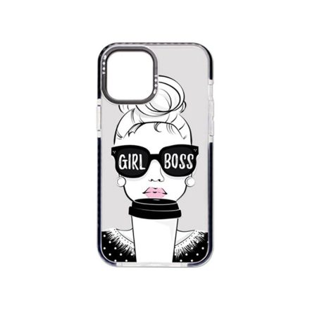 Mintás telefontok Girl iPhone 13 Pro YooUp átlátszó háttérrel fekete kerettel