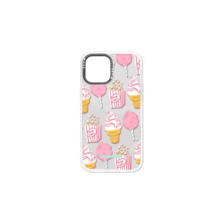 Mintás telefontok Popcorn iPhone 13 mini átlátszó háttérrel fehér kerettel
