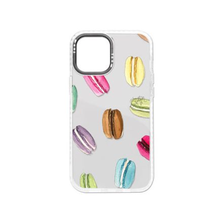 Mintás telefontok Macaron iPhone 13 Pro átlátszó háttérrel fehér kerettel