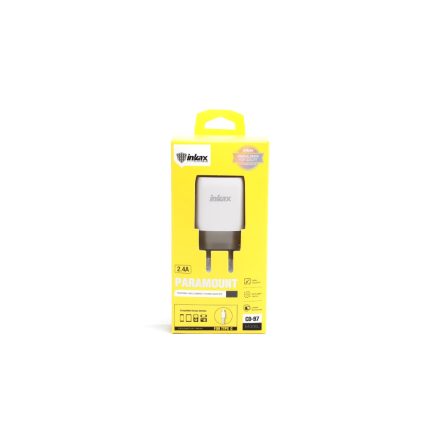 USB portos hálózati töltő 2.4A + 1 méteres Lightning kábel Inkax CD-97 fehér