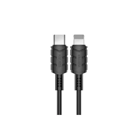   Töltő és adatkábel Type-C/Lightning csatlakozóval PD 20W 1.2 méter Kakusiga KSC-710 fekete