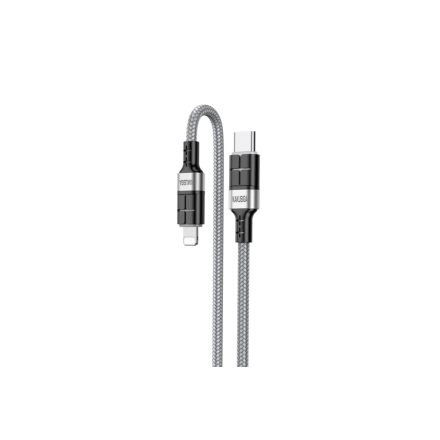 Töltő és adatkábel Type-C/Lightning csatlakozóval PD 20W 1.2 méter Kakusiga KSC-696 szürke