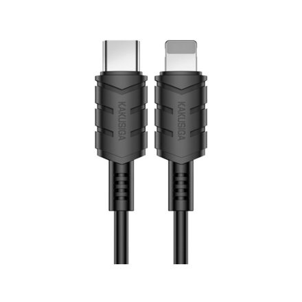 Töltő és adatkábel Type-C/Lightning csatlakozóval PD 20W 2 méter Kakusiga KSC-716 fekete
