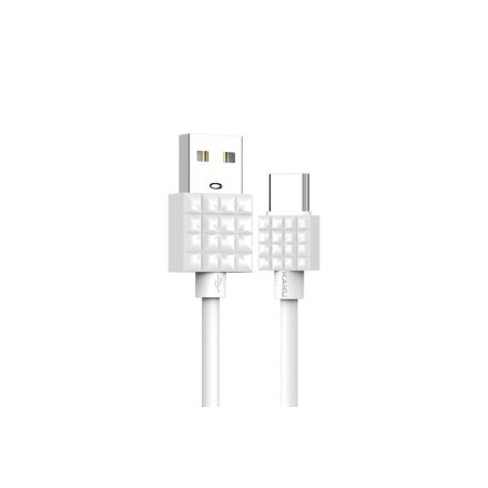 Töltő és adatkábel USB/Type-C csatlakozóval 3A 1 méter Kakusiga KSC-328 fehér